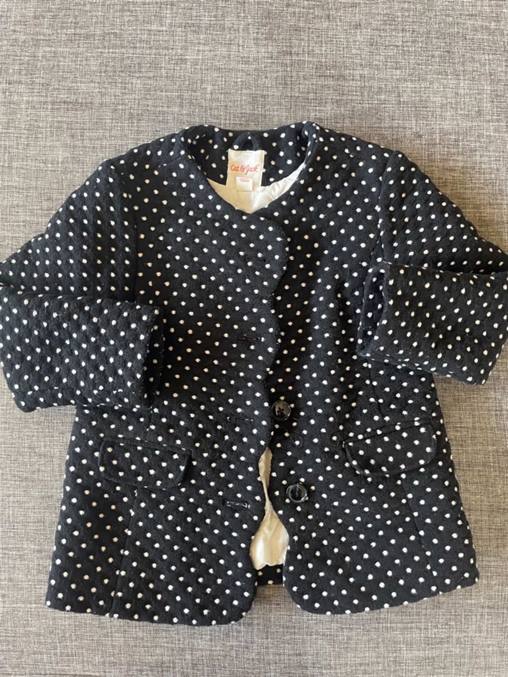 Cat & Jack Black Polka Dot Quilted Coat